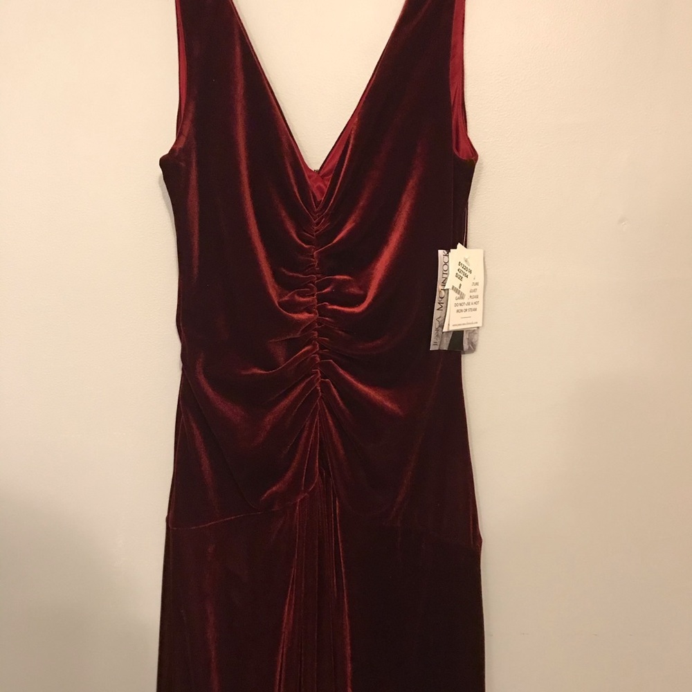 JESSICA MCCLINTOCK RED VELVET LONG DRESS - Picture 10 of 10